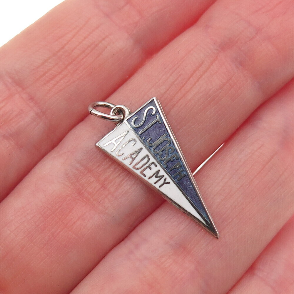 Art's Elegance Sterling Silver Vintage Enamel St. Joseph Academy Mini Pendant